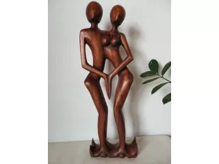 Piękna 50cm RZEŹBA Miłosna z Drewna Super Prezent